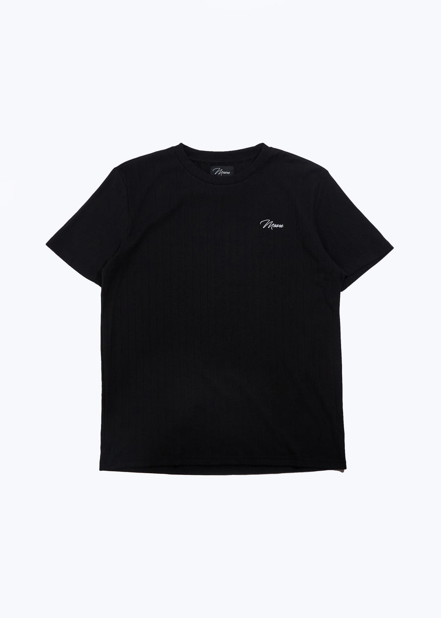 Pleated Black Stretch Tee