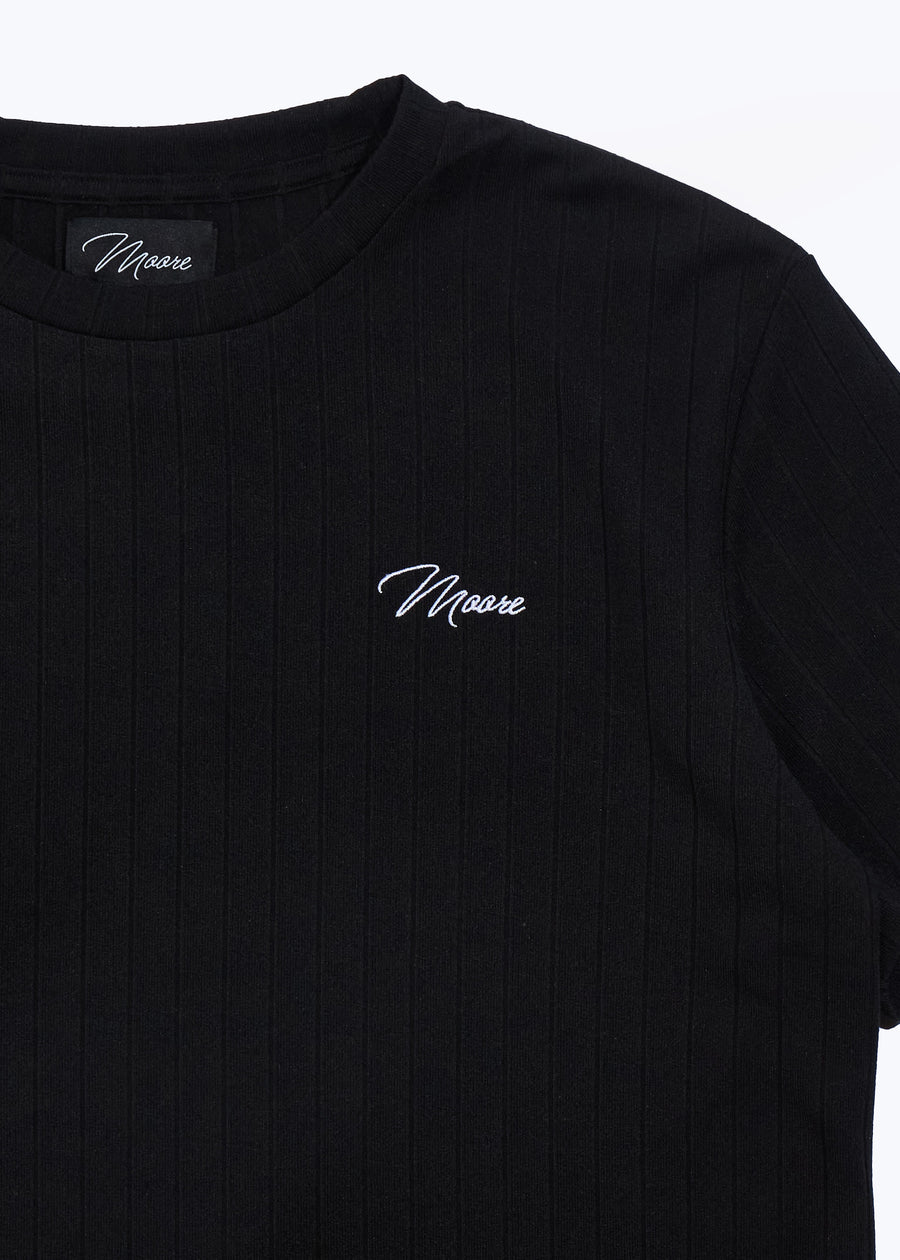 Pleated Black Stretch Tee