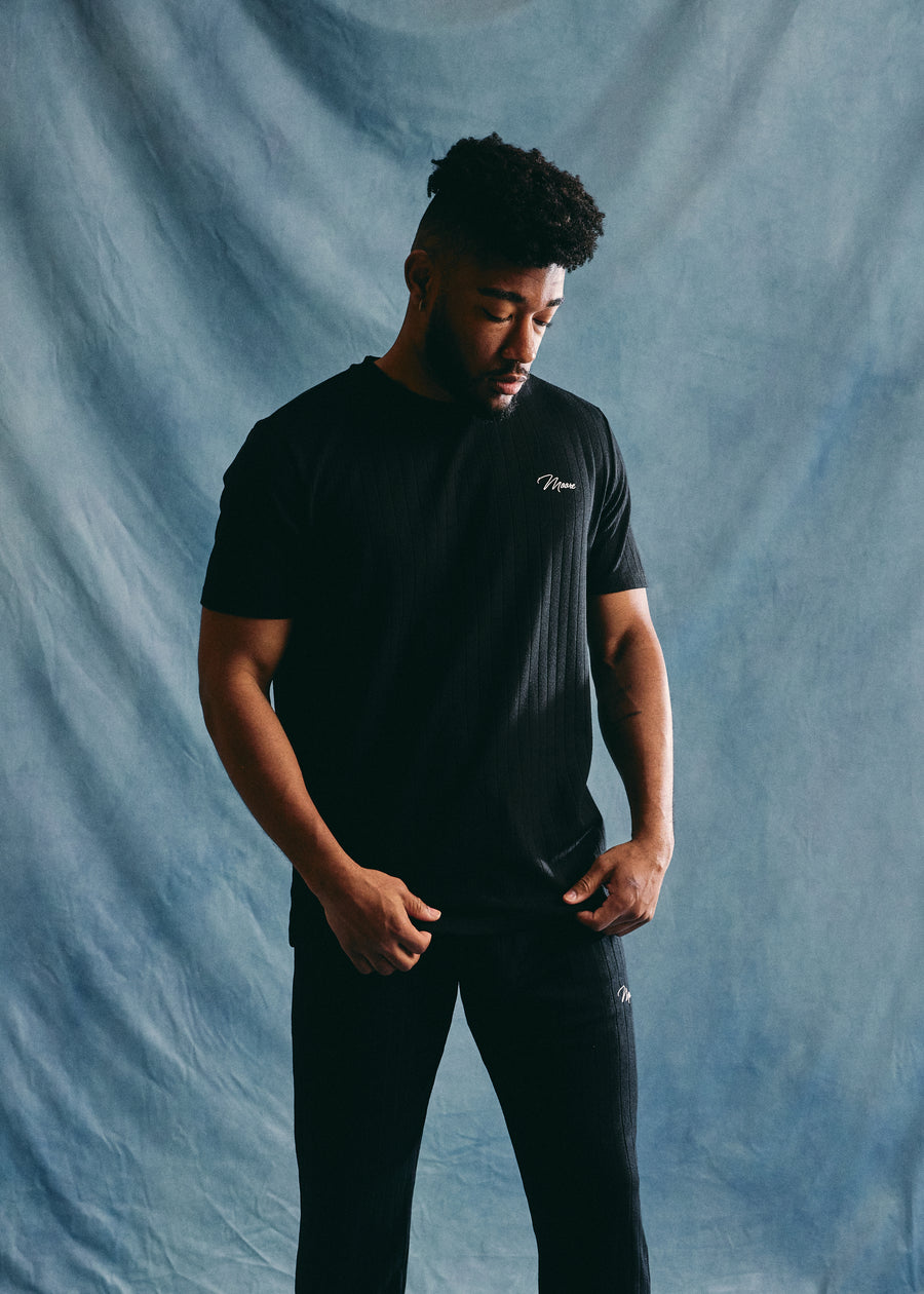 Pleated Black Stretch Tee