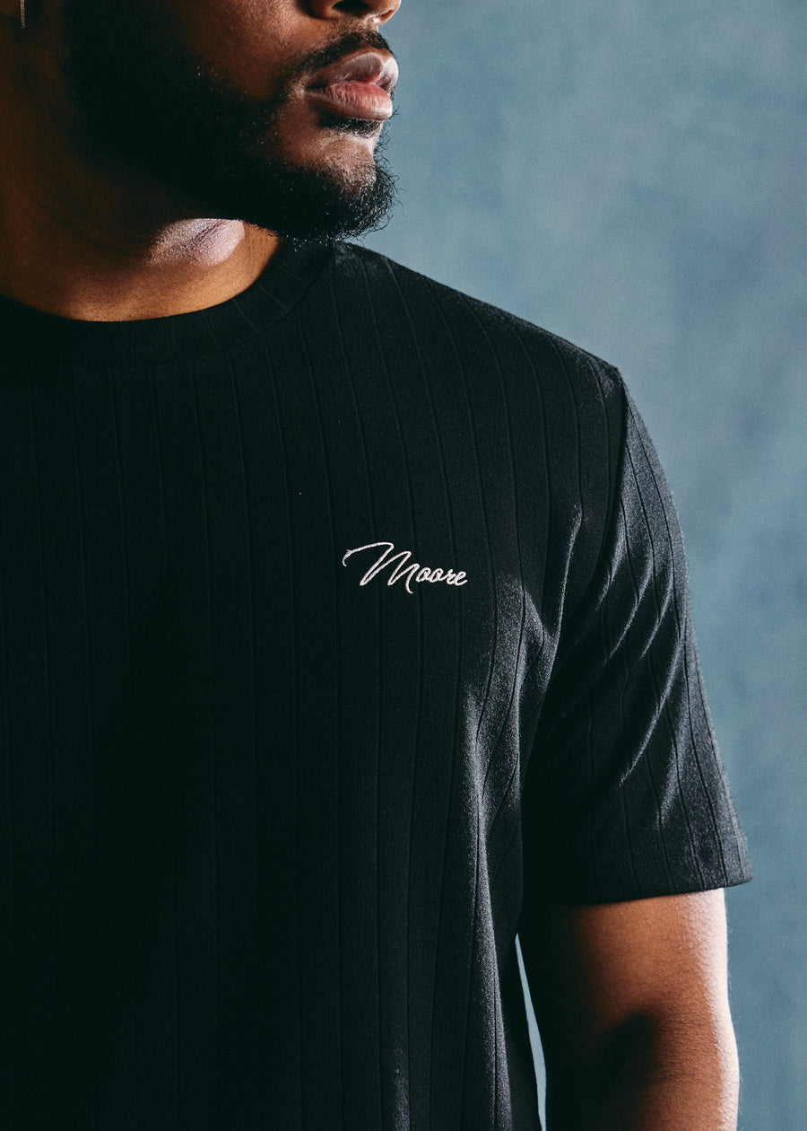 Pleated Black Stretch Tee